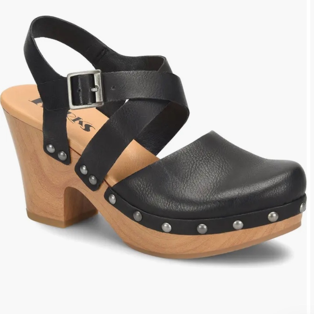 Kork-Ease Black Leather Mules